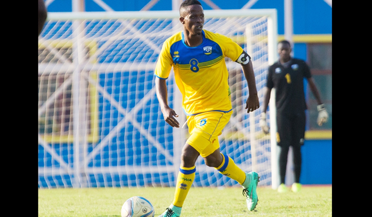 Amavubi captain Haruna Niyonzima during a past league match. The veteran midfielder says the team is in good position to get a win against Ethiopia in the 2023 CHAN qualifiers. Photo: File.