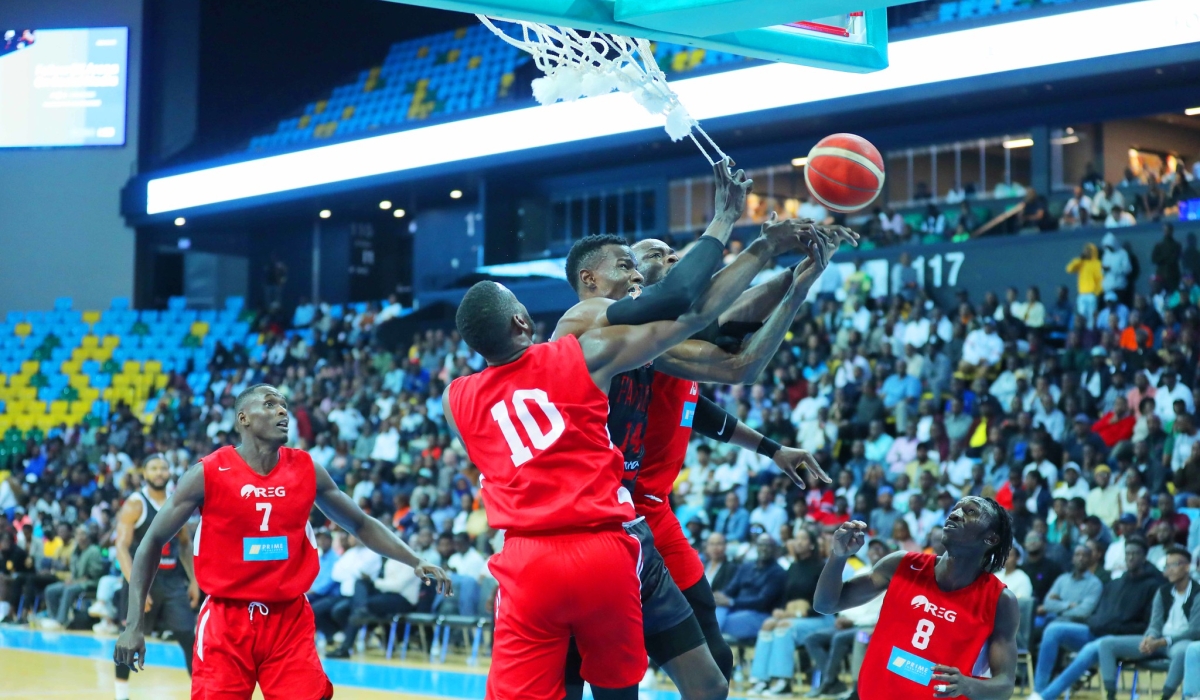 REG players vie for the ball with Patriots&#039; during the game at BK Arena on Wednesday. REG and The Patriots, on Sunday, September 18, will be up against each other in game five. / Photo: Dan Nsengiyumva