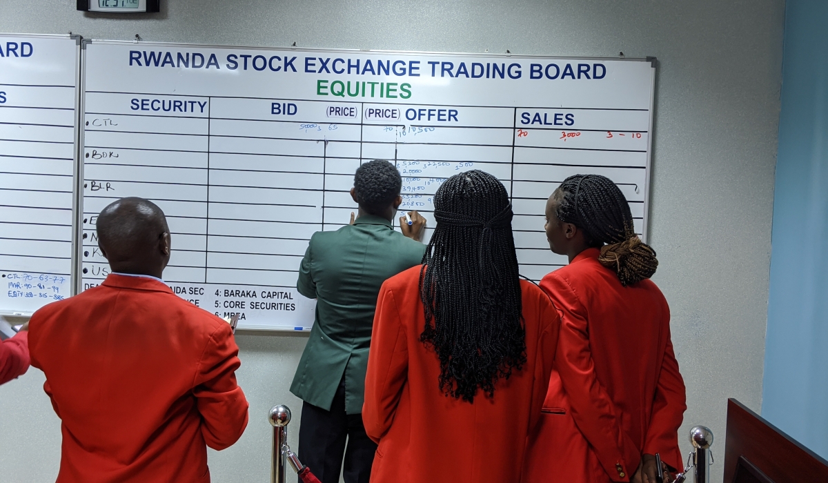 Trading at Rwanda Stock Exchange on December 31, 2019. file