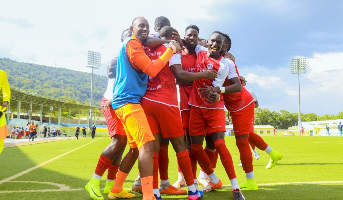 Musanze FC players celebrate a 2-0 victory against Gorilla FC at Kigali Stadium on October 12. Courtesy