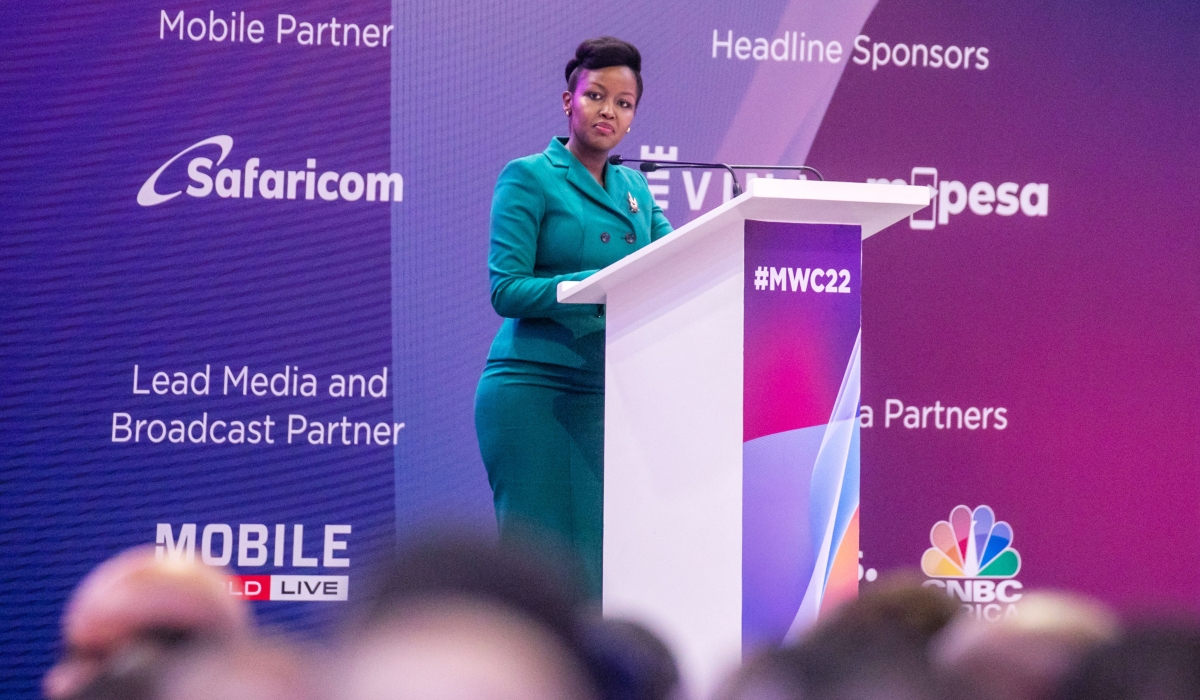 Minister of ICT and Innovation Paula Ingabire speaks at the Mobile World Congress Africa in Kigali
on October 25. Photo by Olivier Mugwiza