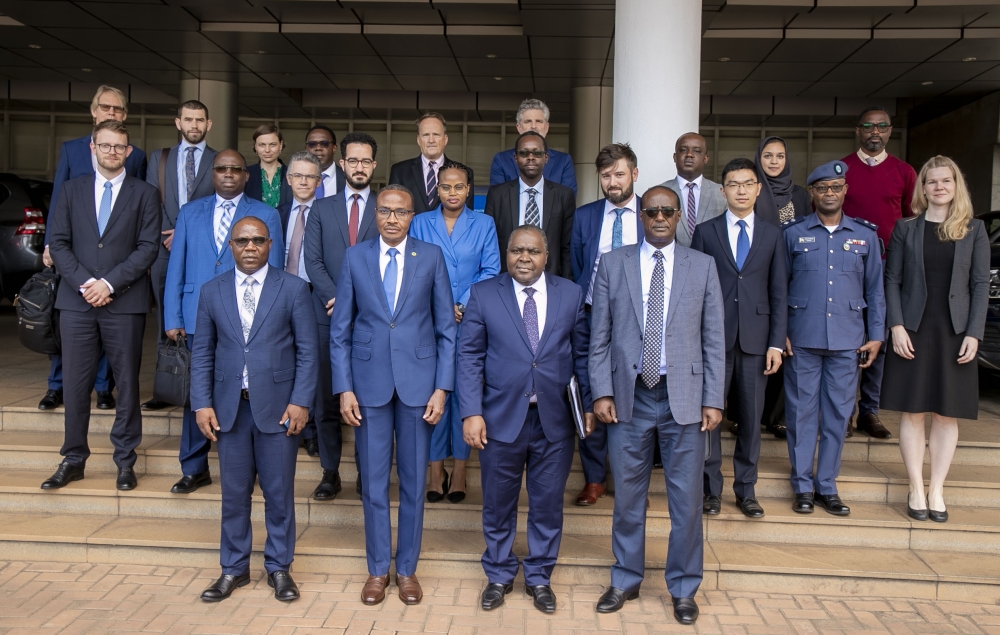 Minister of State Prof Nshuti Manasseh received members of the UN Security Council Sanctions Committee led by Amb. Michel Xavier Biang in Kigali on Monday, November 14. Courtesy