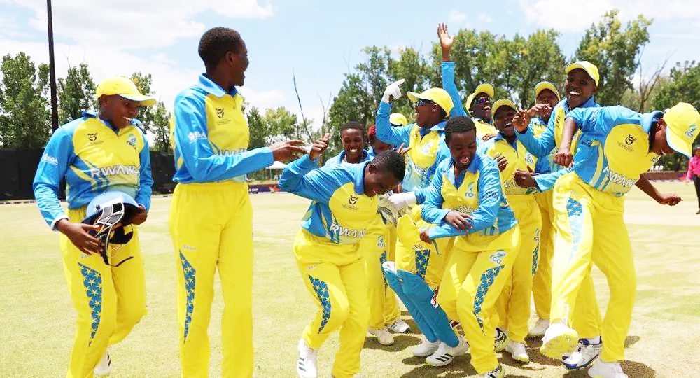 Rwanda National Team players celebrate after beating Zimbabwe in South Africa on Tuesday, January 17.