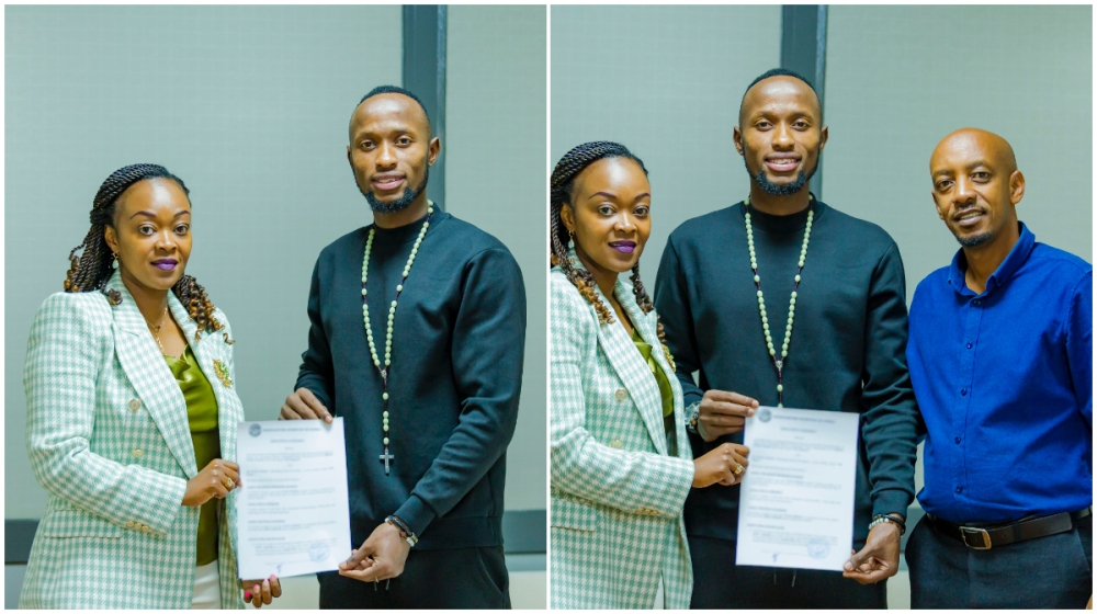 Thierry Manzi after signing a two-year contract with AS Kigali on Monday, February 5. Courtesy