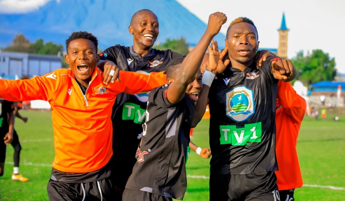 Gasogi United FC players celebrate a goal against Musanze FC. Gasogi United head coach Paul Kiwanuka has promised to maintain the club’s winning mentality. Courtesy