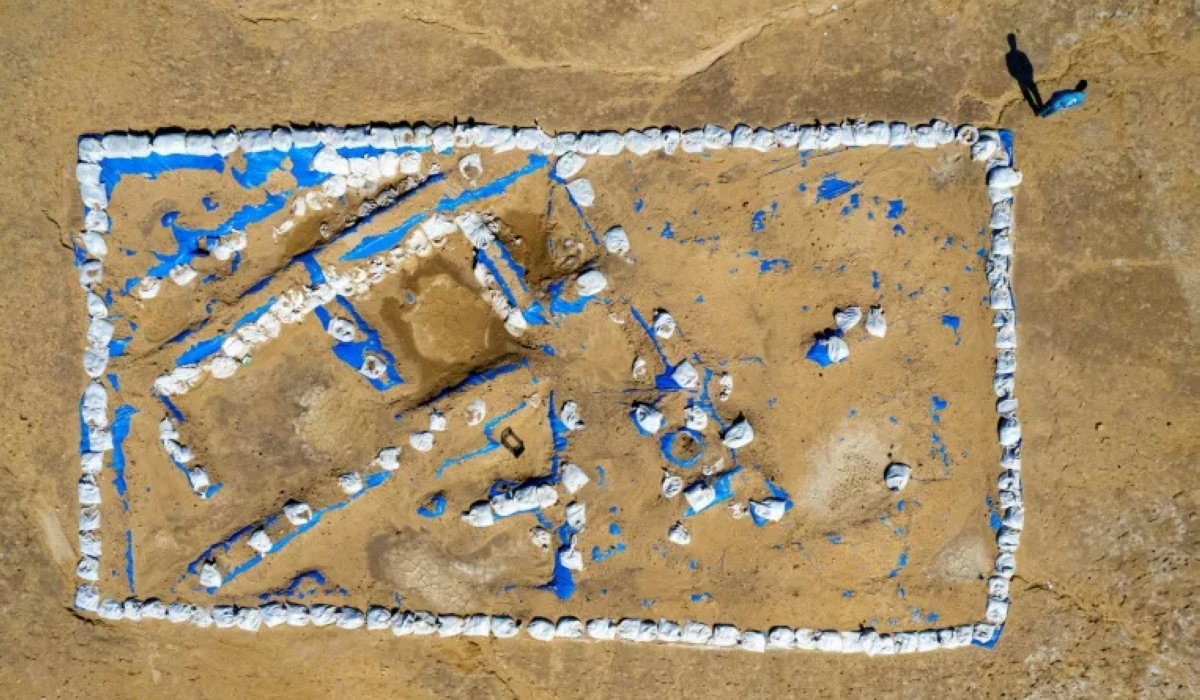 The newly excavated trench at the site of the ancient city-state of Lagash. ASAAD NIAZI/AFP