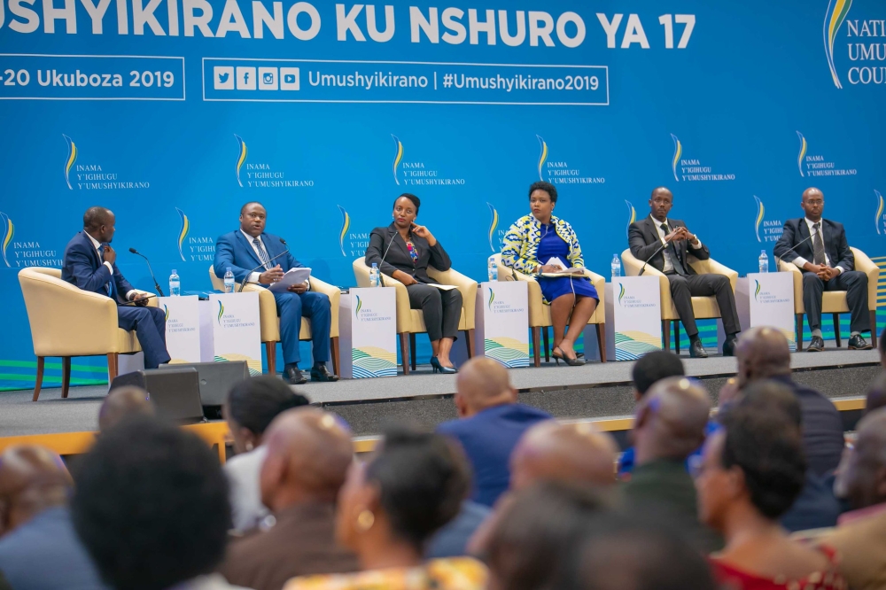 A panel discussion at 17th National Dialogue Council, commonly known as Umushyikirano. The 2023 edition is scheduled for February 27 and 28 at the Kigali Convention Centre. File