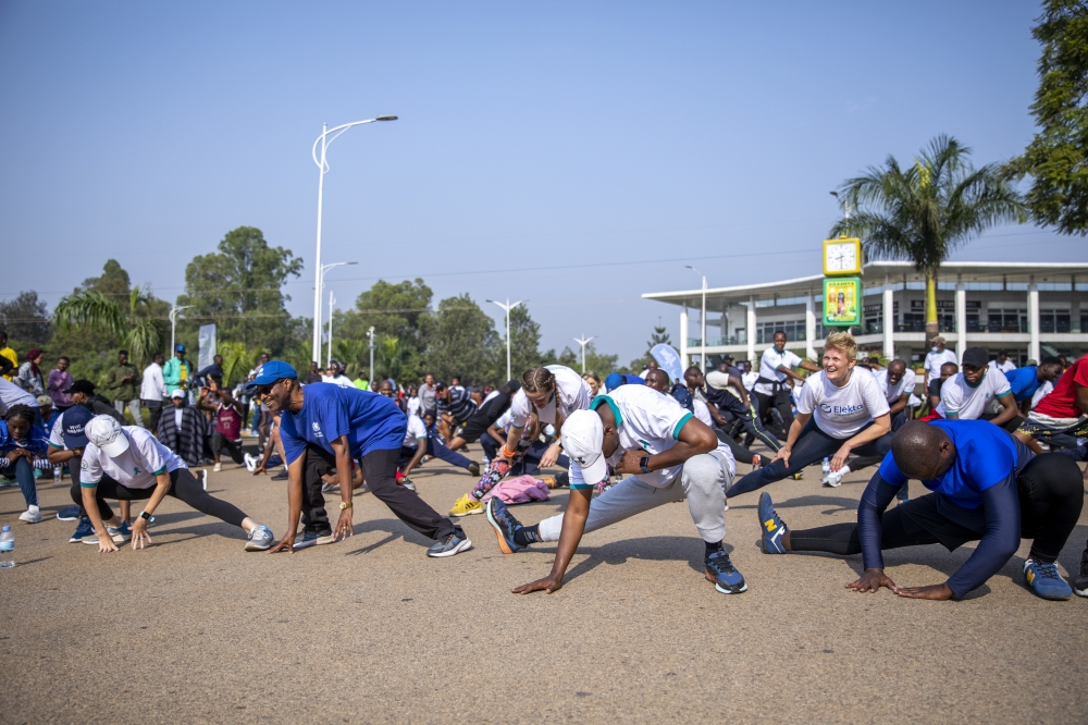 Kigali residents during the mass sports exercise during Kigali Car-Free Zone. According to the findings, life expectancy increased from 64.5 in 2012 to 69.6 in 2022. Olivier Mugwiza