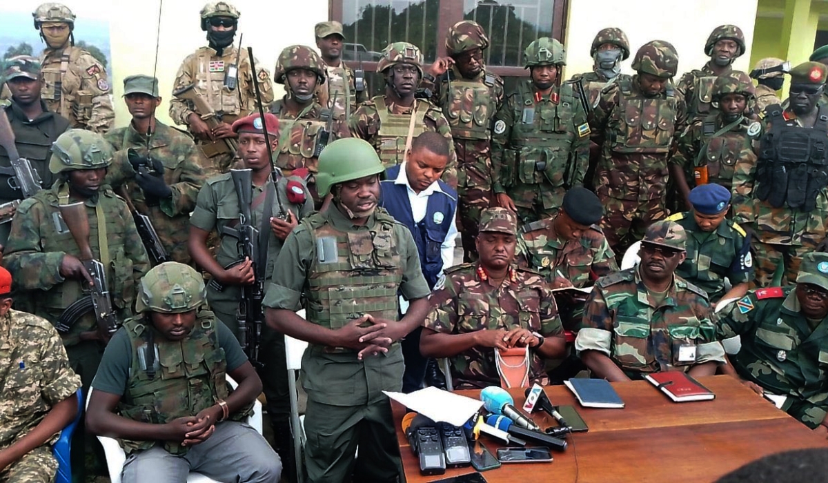 The M23 rebel group handing over Kibumba  territory to the EAC force in DRC. Courtsey