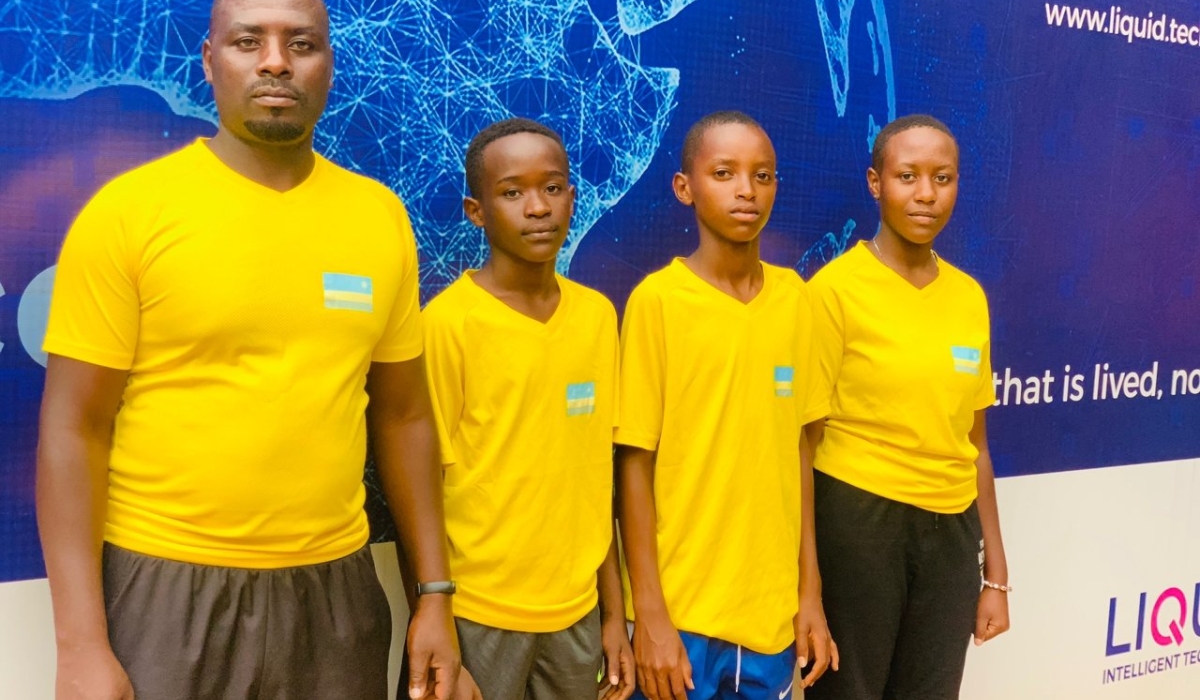 Rwanda’s Juniors national team Eric Uwamahoro Bimenyimana and his three-boy team that left for Algeria for the ITFCAT 16 years and Under Africa Junior Championships-courtesy