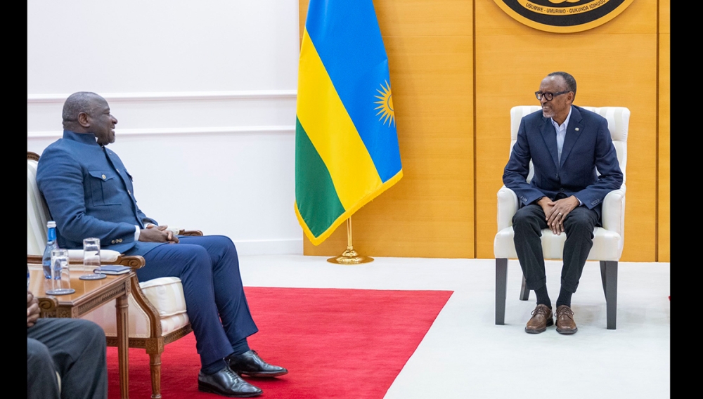 President Kagame meets with Dr. Lassina Zerbo, Chairperson of Rwanda Atomic Energy Board at Village Urugwiro in Kigali on Tuesday, May 16. Photo by Village Urugwiro