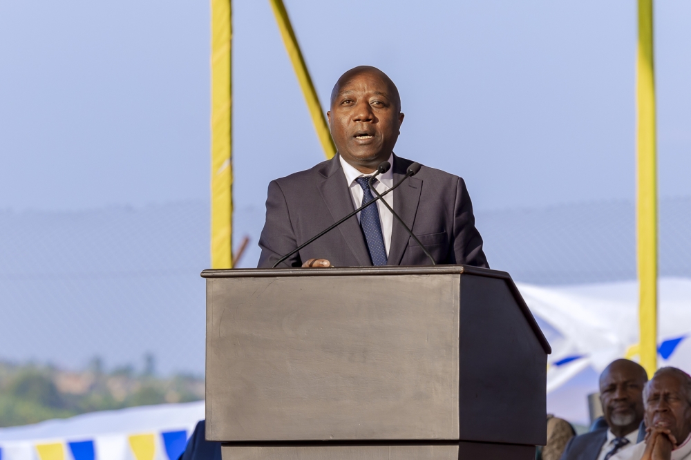 Primes Minister Edouard Ngirente delivers remarks during during the Episcopal ordination ceremony at Kabgayi on Saturday, June 17 