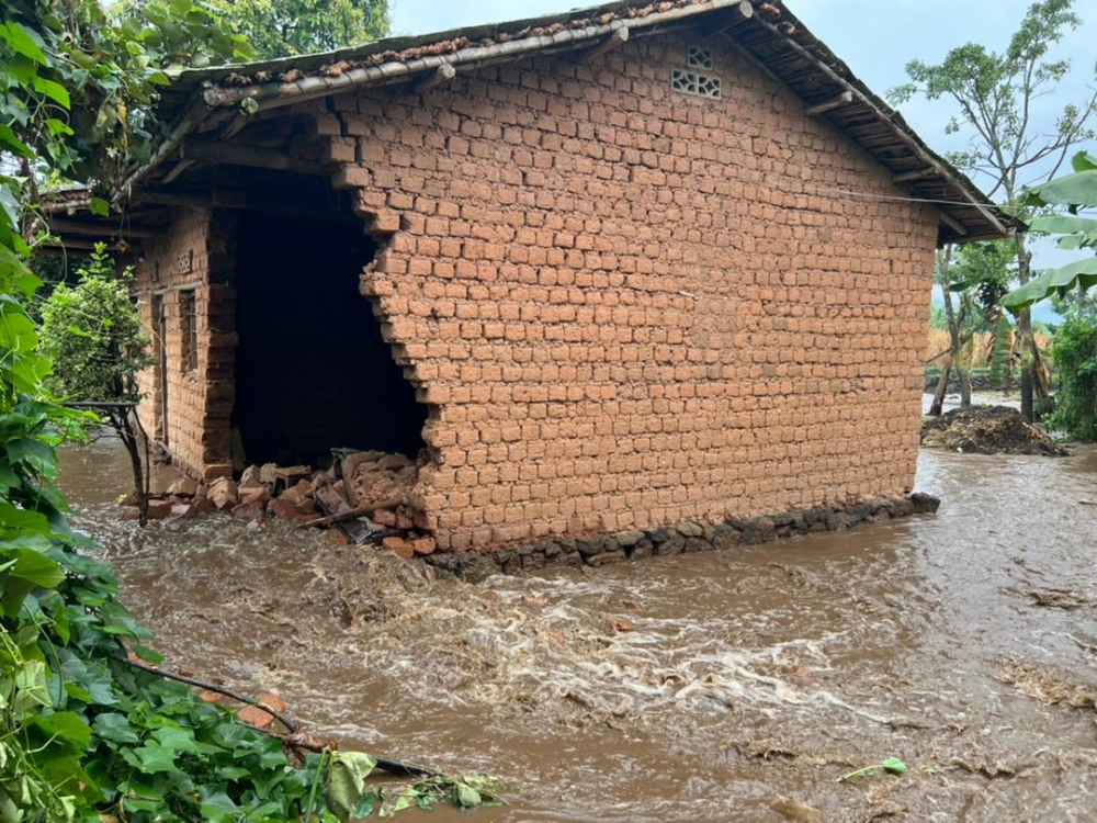 One of  the  11 houses  that were damaged by heavy rains in Musanze District on June 23.