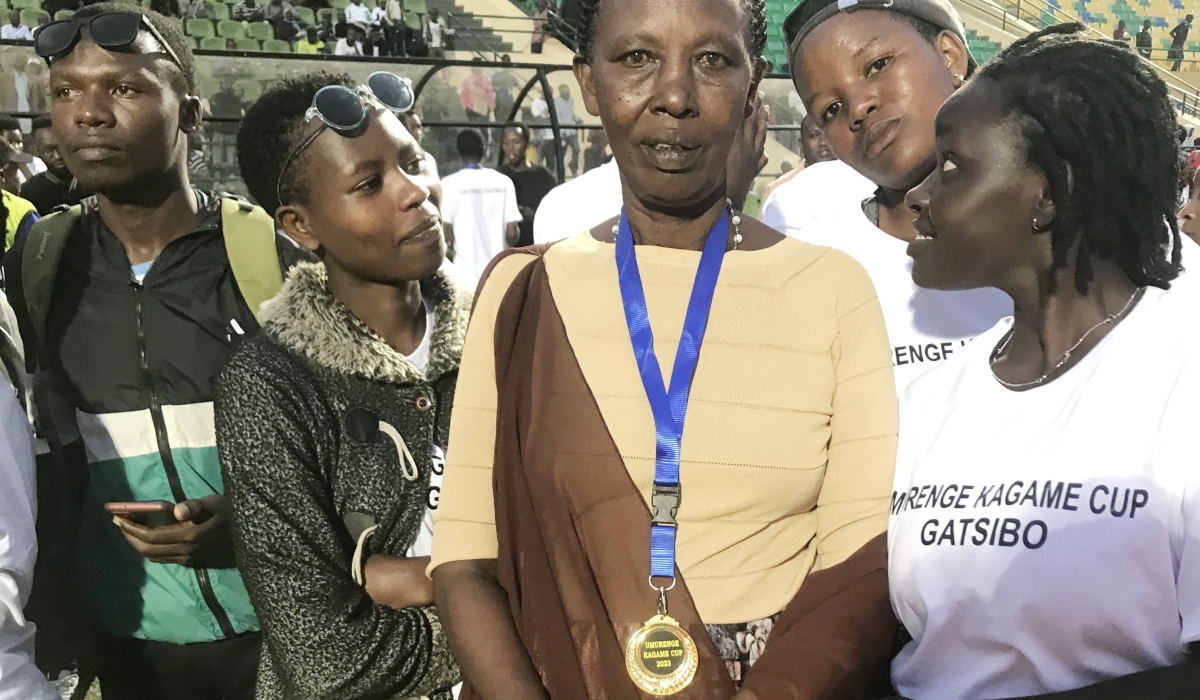 Immaculée Dusabemariya won the national ‘Igisoro’ competition in women’s category during the 2023 Umurenge Kagame Cup finals. Photo by Alexis Kayinamura / The New Times