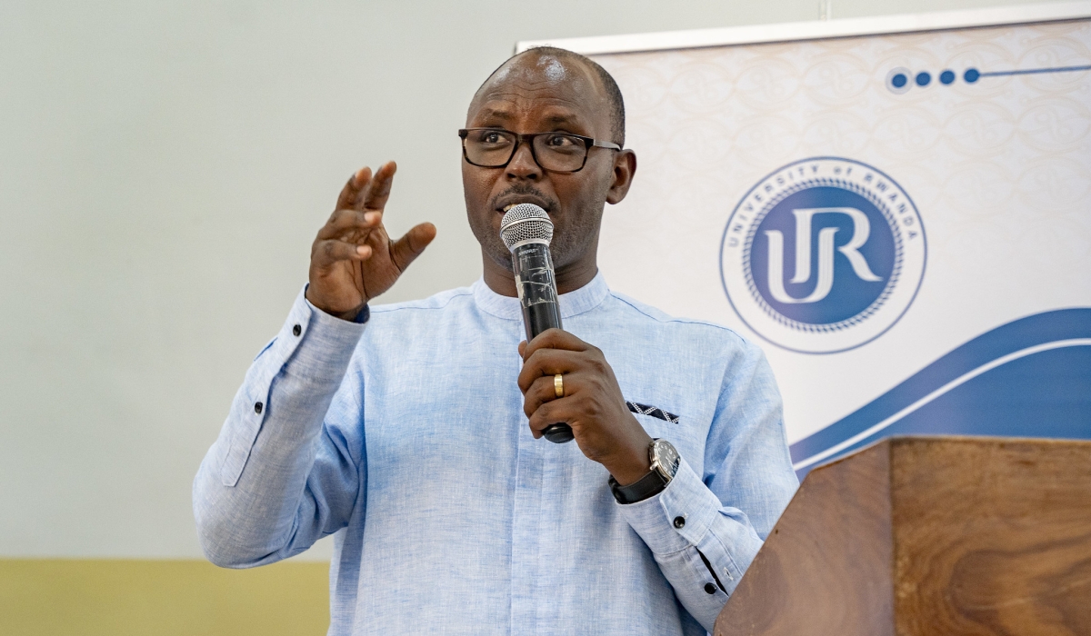 Didas Kayihura Muganga, the Vice Chancellor of the University of Rwanda addresses participants during the annual UR Career Summit on Wednesday, June 28. Photo by Emmanuel Dushimimana