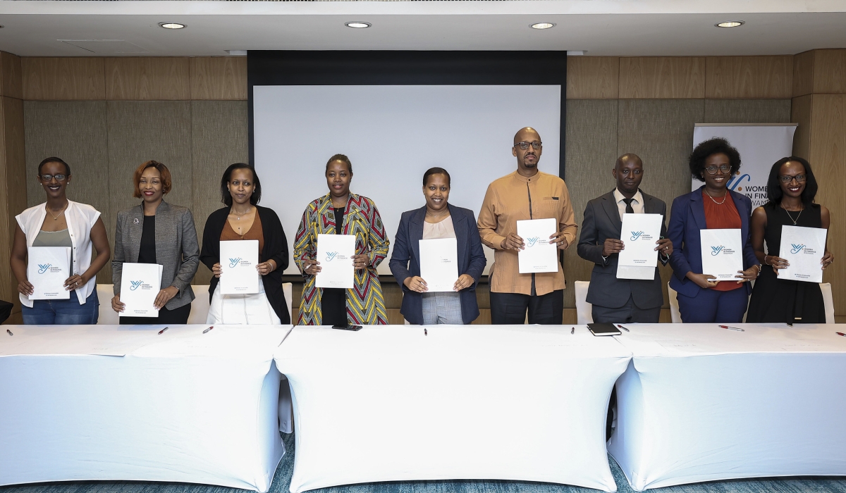 Women in Finance Rwanda partnership after signing the MoU in Kigali on Friday, June 30. All photos by Christianne Murengerantwari