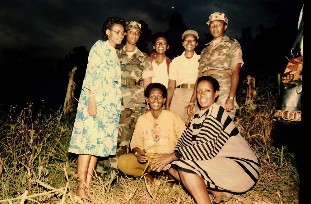 Diana Mbabazi, former Rwanda Patriotic Army (RPA) soldier (R) with other RPA women fighters during 1990s.Courtesy.