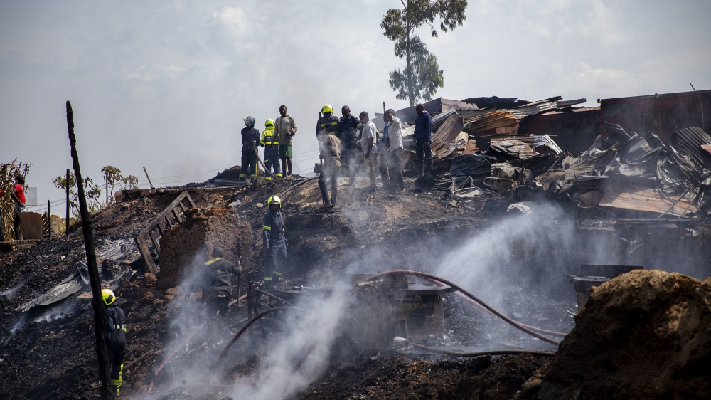 Massive fire engulfed numerous workshops in Zindiro, Kimironko sector, Gasabo District in the early hours of Tuesday morning. All photos by Christianne Murengerantwari