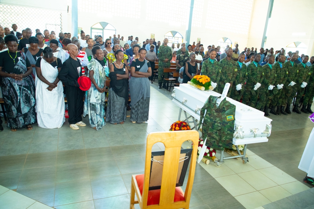 Mourners during a requiem mass