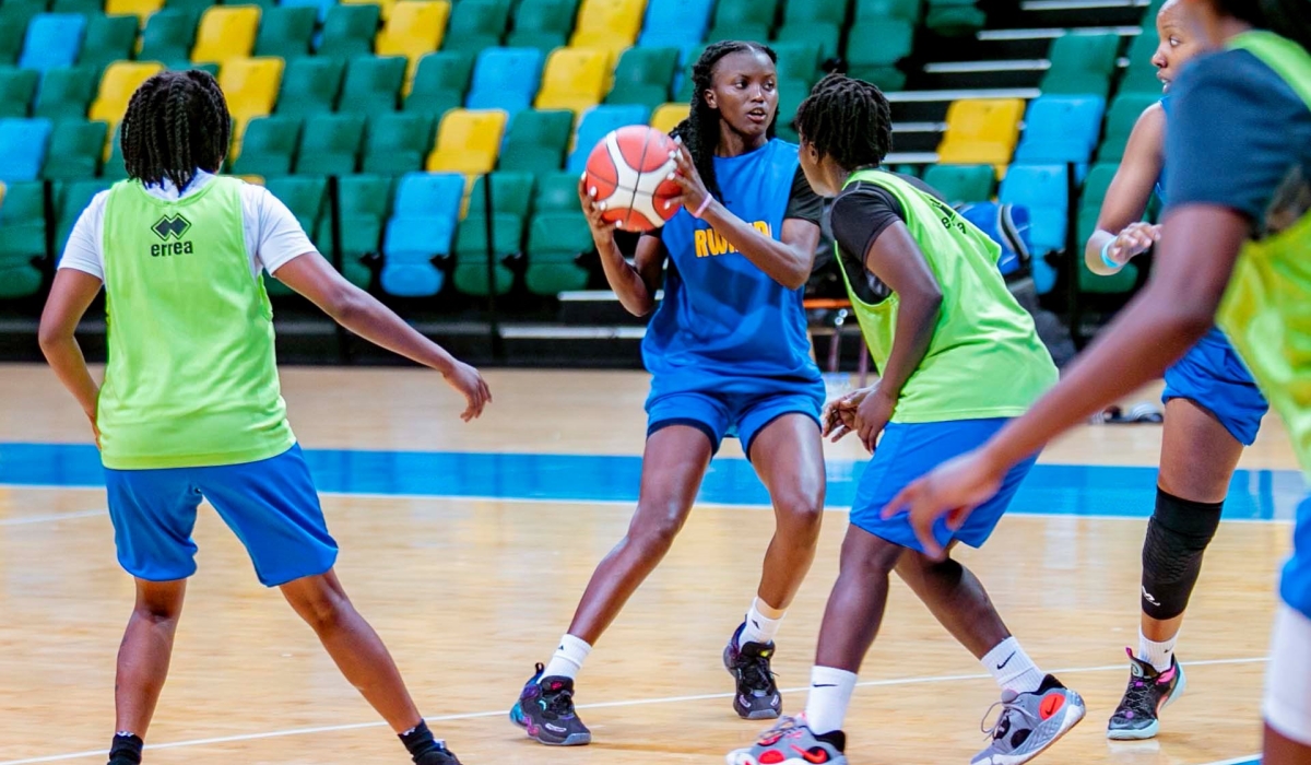 National women basketball team players during a training session on July 20 ahead of the 28th edition of the FIBA Women&#039;s Afrobasket tournament which tips off at BK Arena on Friday, July 28. Courtesy 