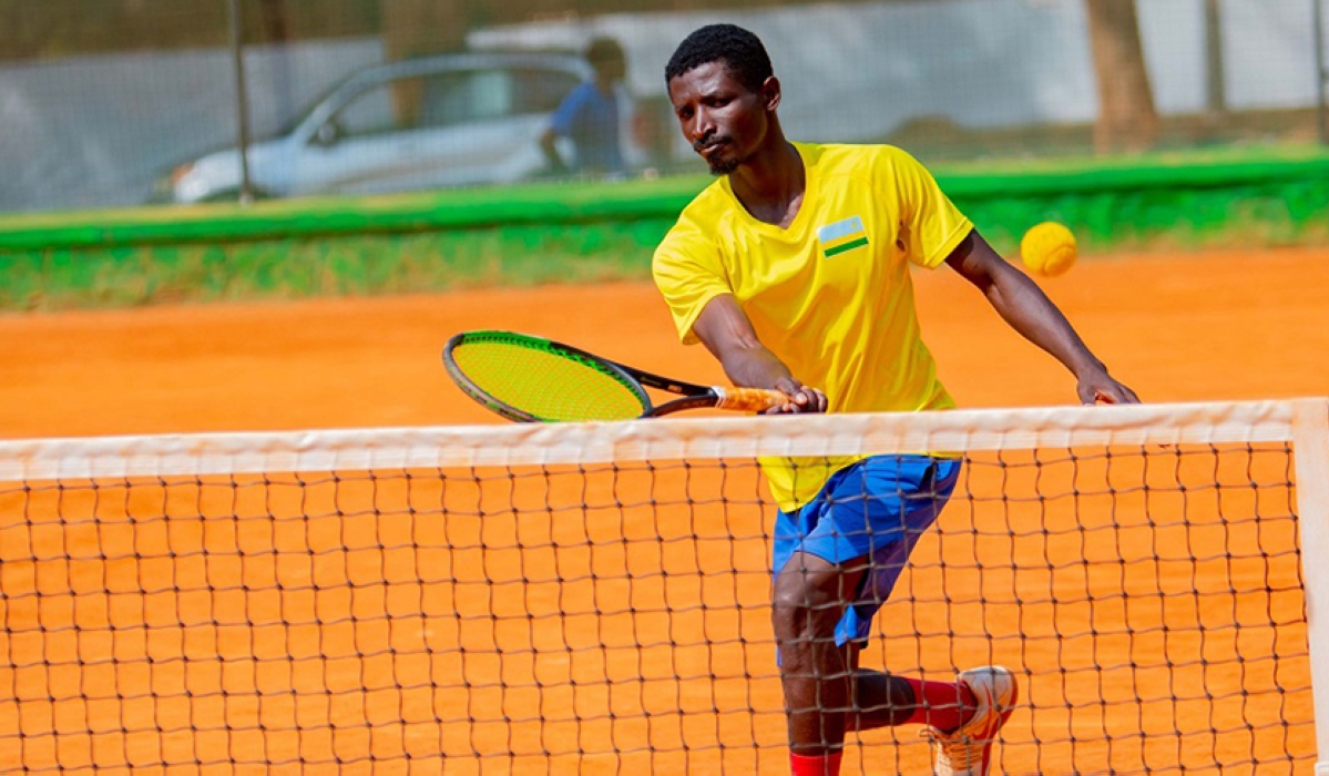 Team Rwanda&#039;s icon Ernest Habiyambere during a training session ahead of Davis Cup 2023 in Kigali. Courtesy