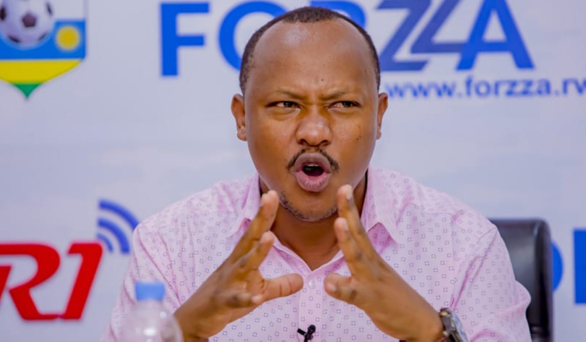 Gasogi United president Charles Nkuriza Kakooza speaks to journalists during a past press conference. Photo by  Christophe Renzaho