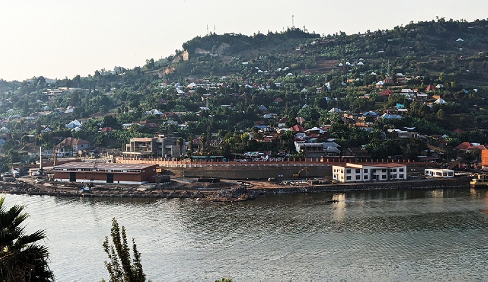 A landscape view of the new Rubavu port that still under constriction on the shores of Lake Kivu.