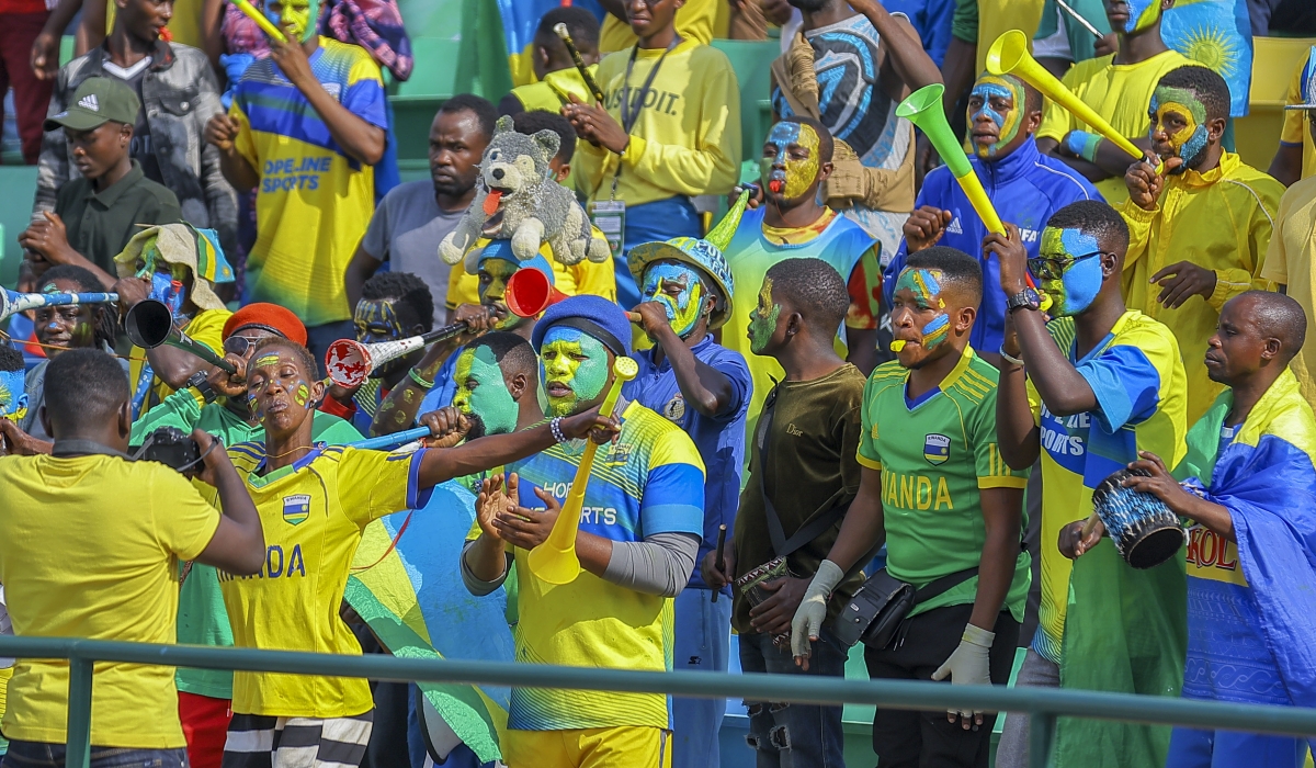 National football team fans during a match against Mozambique at Huye Stadium on June 18, 2023. President Paul Kagame said practicing witchcraft  in sports is primitive