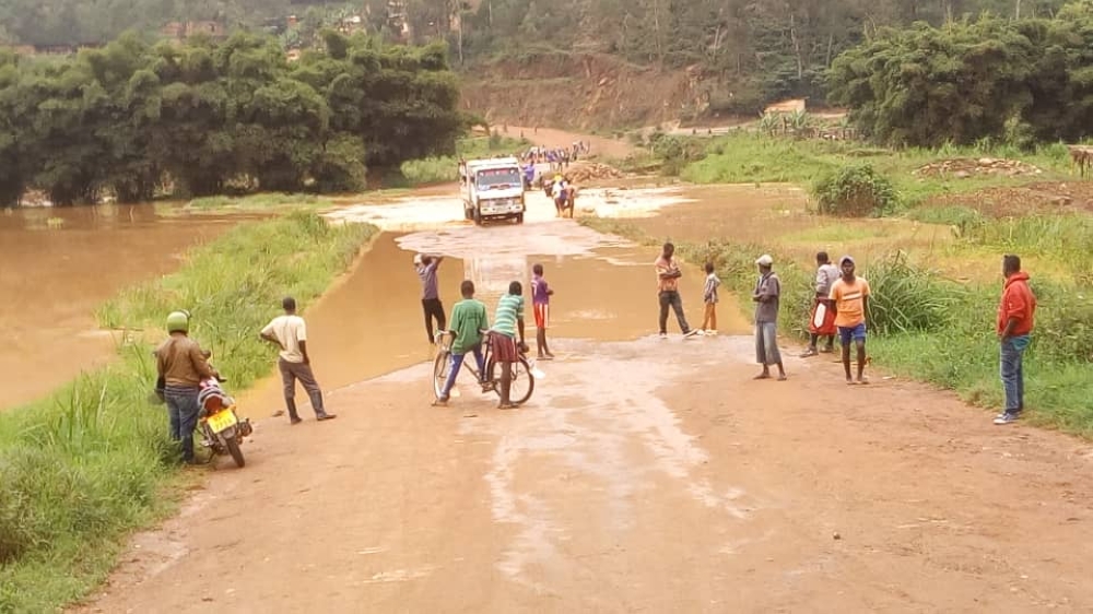 A view of a flooded  Gisozi-Karuruma bridge in Gasabo District. PAC has expressed dissatisfaction with the City of Kigali officials over the delayed construction of that bridge. Courtesy