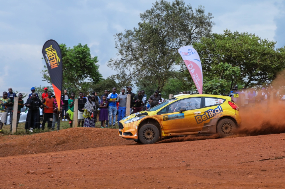 Kenyan driver Karan Patel's car during the competition in Bugesera District on Sunday, September 25, 2022. File