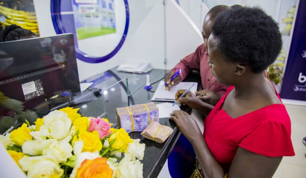 BPR Rwanda customers during the transactions at  the Nyabugogo Branch.  File