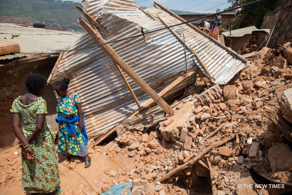 A devastating scene of wreckage in Ruhango cell, Gisozi sector of Gasabo District, where heavy rains caused a wall to collapse, tragically claiming the lives of a family of four on Wednesday, September 20. Wily Mucyo