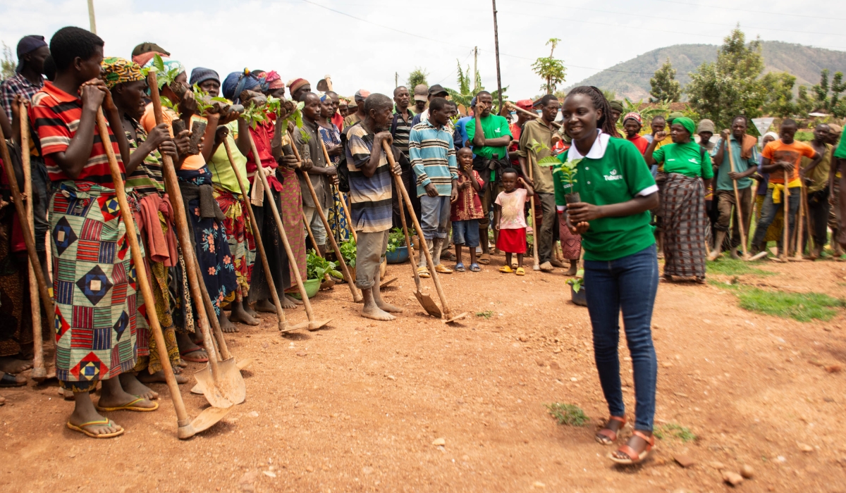 Farmers attend a session when specialists sensitise the importance of planting  Native Species.. All photos: Courtesy