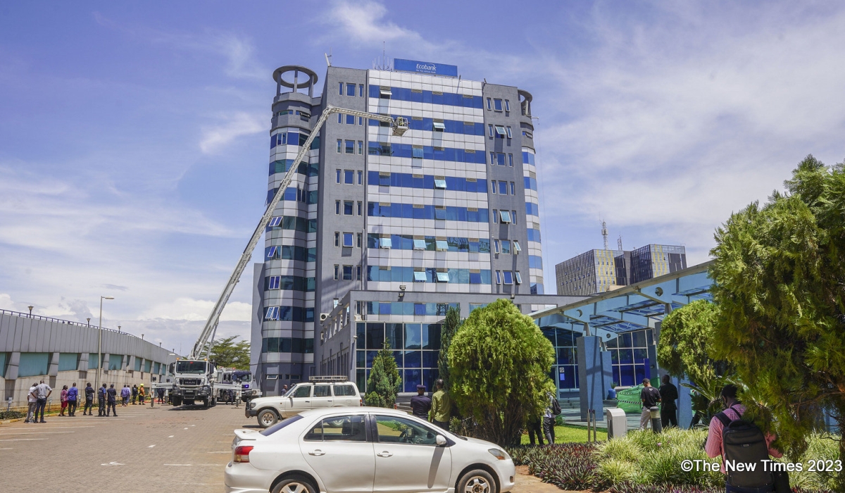 Due to fire incident, Ecobank Rwanda has been forced to halt its operations at the headquarters temporarily. Photo by Craish BAHIZI