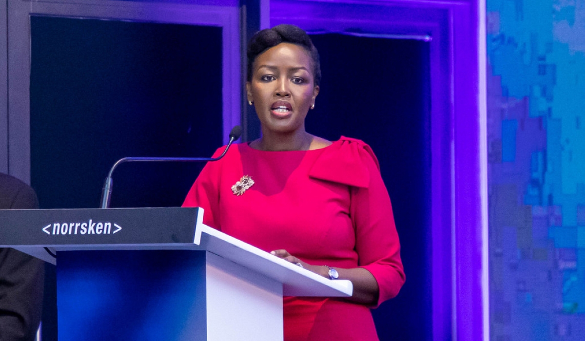 Paula Ingabire, Minister of ICT and Innovation delivers her remarks during the launch on Wednesday, November 8. PHOTOS BY DAN GATSINZI