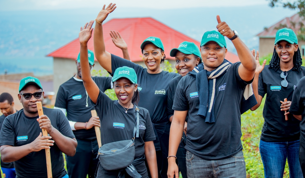 Carine Umutoni the Managing Director of Ecobank Rwanda and the team