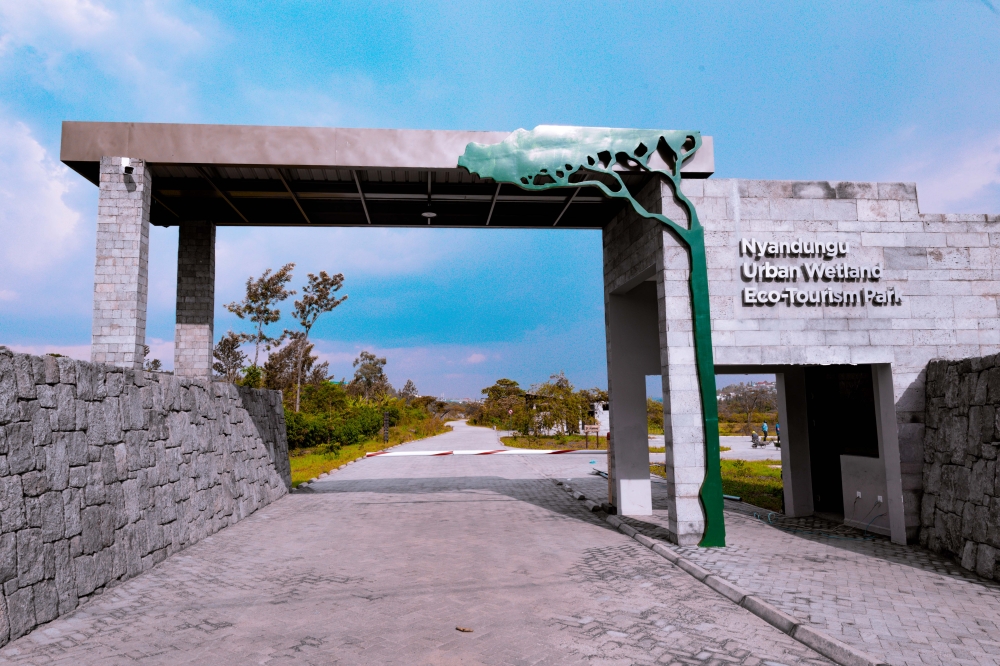 The entrance of Nyandungu Urban Wetland Eco-Tourism Park . The park boasts of walkways and cycling lanes stretching for over eight kilometres. Courtesy