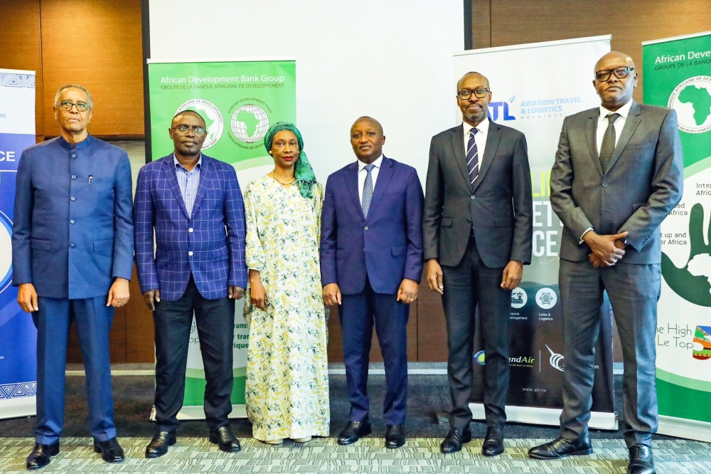 Officials pose for a photo as Rwanda launched a Centre of Excellence for Aviation Skills (CEAS) , on February 14