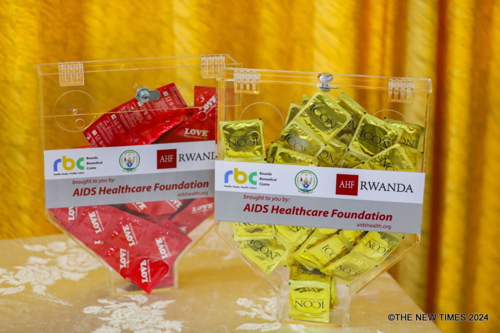 Some of the free condoms that were distributed to attendees during the International Condom Day in Kigali.