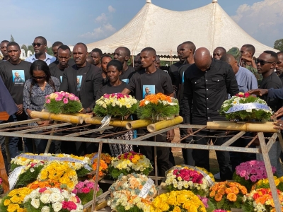 Athletes say their last adieu to deceased athletics coach Gervais Hakizimana. Photos by Eddie Nsabimana