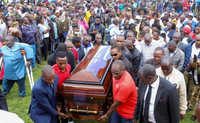 Thousands of mourners gathered in Chepkorio, Elgeyo Marakwet County, Kenya, on Friday February 23 to bid farewell to Kelvin Kiptum,Kenya&#039;s Marathon world record holder Kelvin Kiptum who died in road accident, in Chepkorio Village,Elgeyo Marakwet County, Kenya 