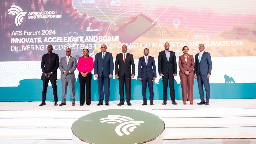 Prime Minister Edouard Ngirente with  officials during the launch of the Africa Food Systems Forum 2024 annual summit, in Kigali on Tuesday, March 26. Courtesy