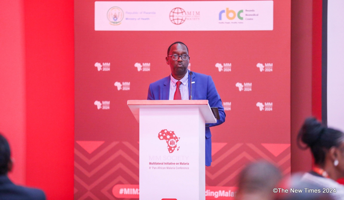 Dr Daniel Ngamije the Director of WHO Global Malaria Program delivers his remarks during the 8th Pan-African Malaria Conference in Kigali on Friday April 26. Photos by Craish Bahizi