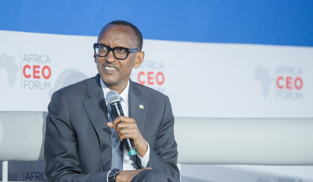 President Paul Kagame speaks during the past edition of AFRICA CEO Forum in Kigali on March 25, 2019. Five Presidents are expected to attend the upcoming Africa CEO Forum 2024. Photo by Village Urugwiro