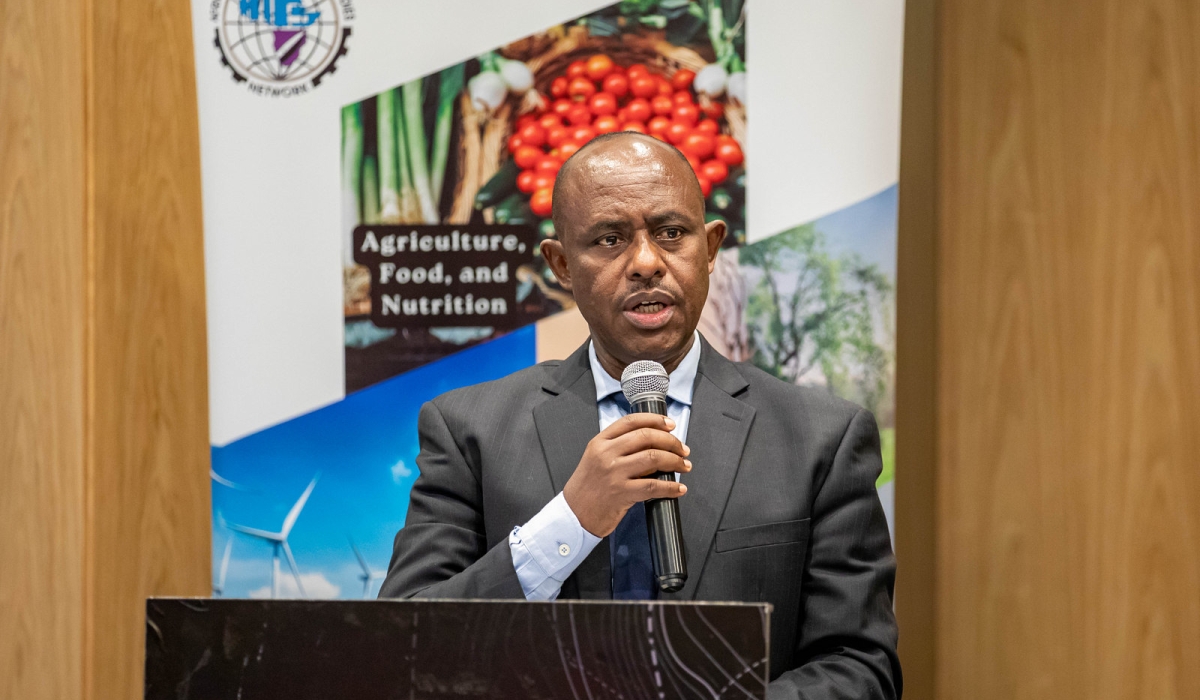 Dr Eugene Mutimura, Executive Secretary of Rwanda’s National Council for Science and Technology (NCST), delivers remarks during the meeting in Kigali. All photos by Dan Gatsinzi