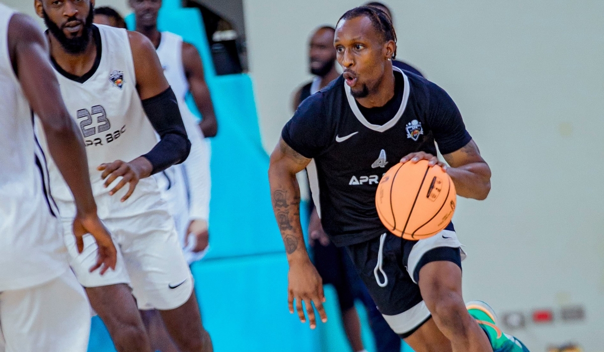 Rwandan-American point guard Adonis Filer during a training session in Kigali. Filer has rooted for a winning attitude ahead the Basketball Africa League (BAL). Courtesy