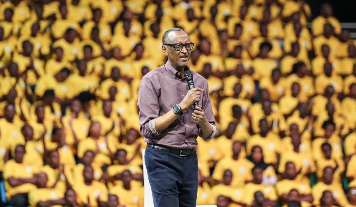 President Paul Kagame addresses over 7,000 young people from across the country at the 10-year celebration of Youth Volunteers  at BK Arena, in Kigali on May 7. Photos by Dan Gatsinzi