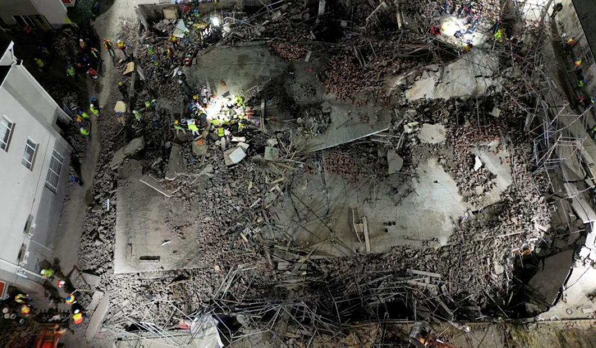 A view of a collapsed building in South Africa