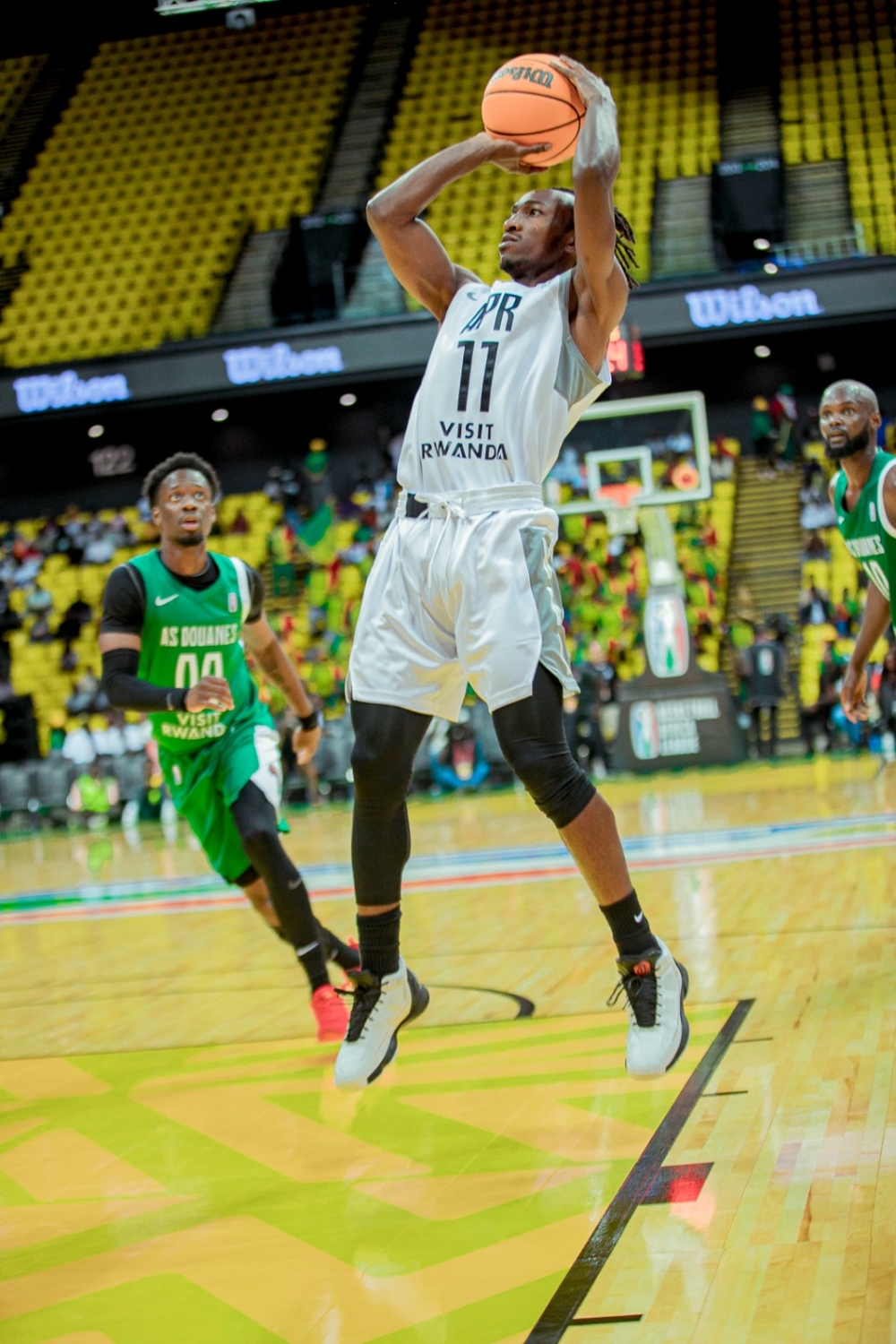 APR BBC&#039; s point-guard Jean Jacques Wilson Nshobozwabyosenumukiza with the ball during the game