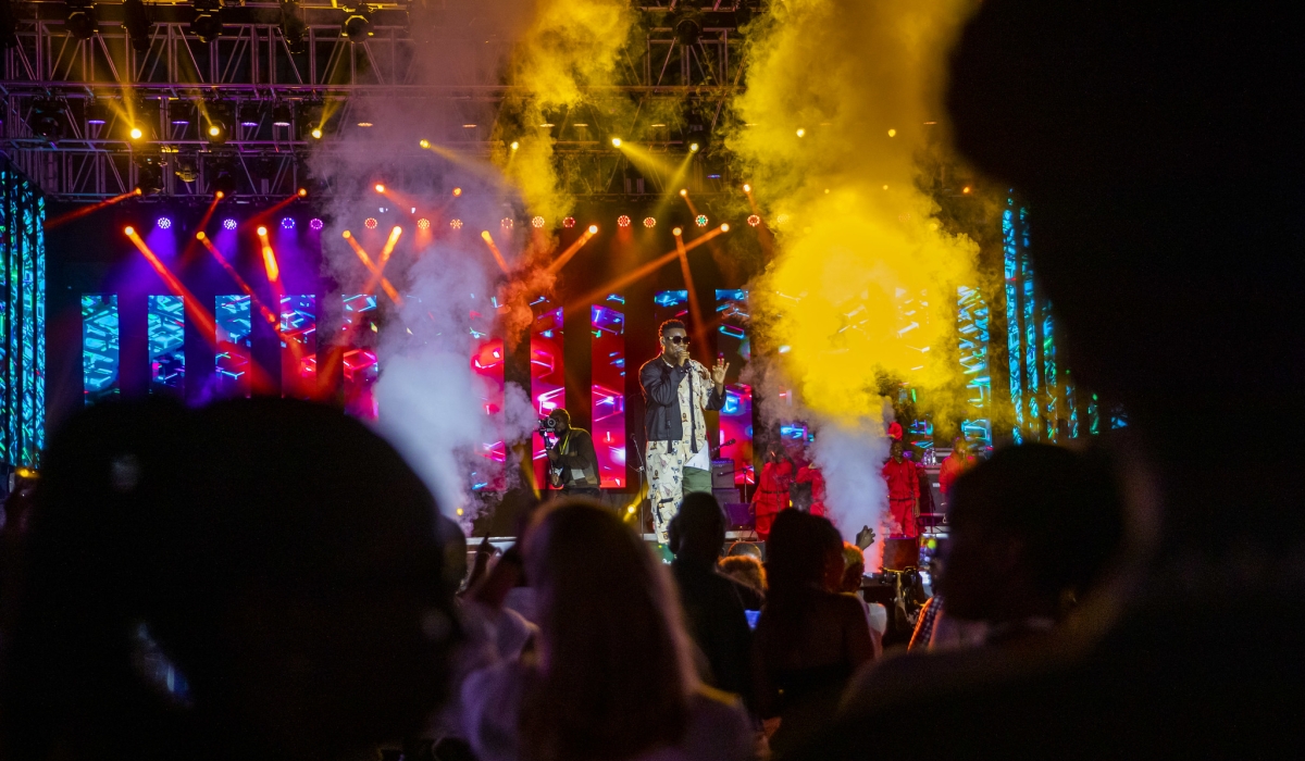 Bruce Melodie during his performance at BK Arena in Kigali on on November 6, 2021. Photo by Olivier Mugwiza